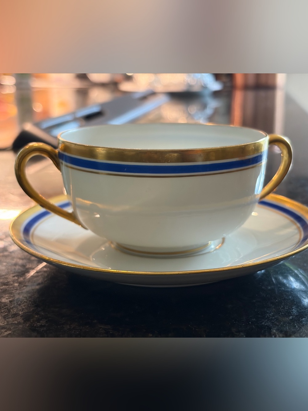 Antique Limoges cream/ soup cup and saucer set of 2